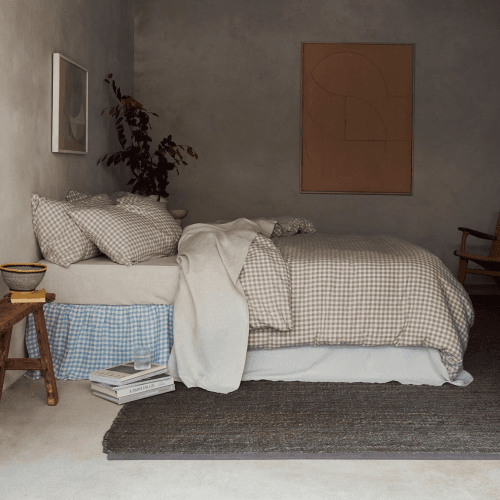 Image showing the Gingham Linen Blend Duvet Cover product.