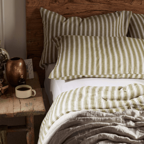 Image showing the Fred Stripe 100% Organic Brushed Cotton Housewife Pillowcase product.