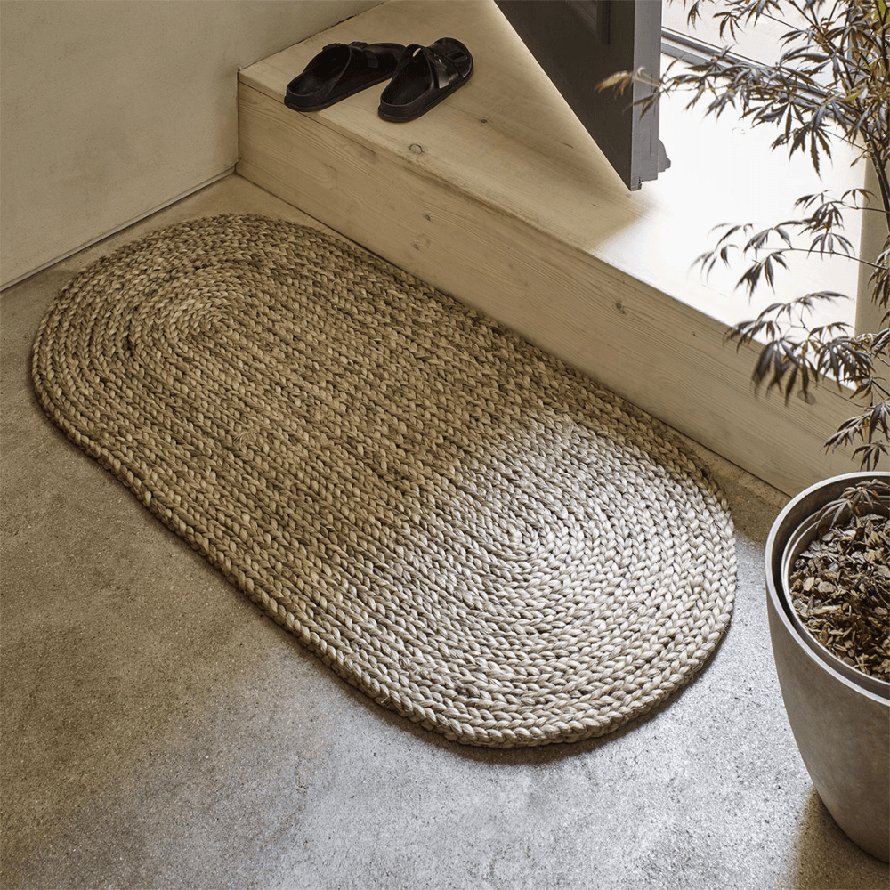 Braided Jute Oval Double Doormat, Natural