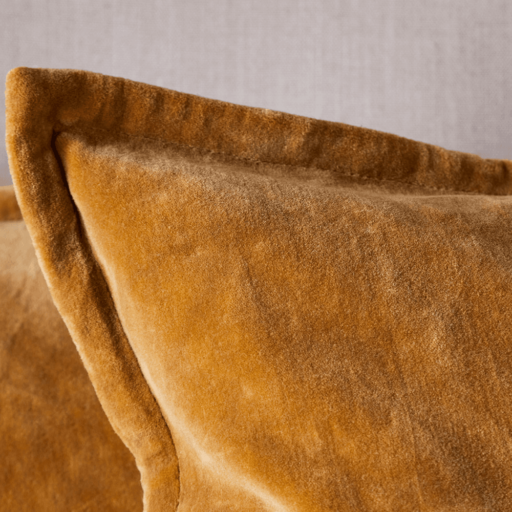 Sela Velvet Cushion Cover, Ochre