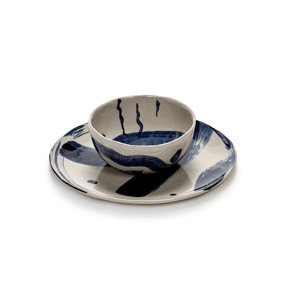 Sophia by Marie Michielssen Set of 2 Soup Bowls, Beige Blue