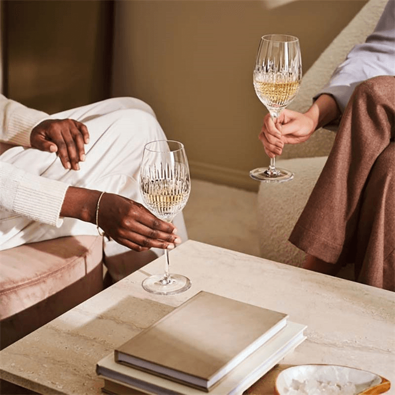 Lismore Diamond Essence Set of 2 White Wine Glasses, Clear
