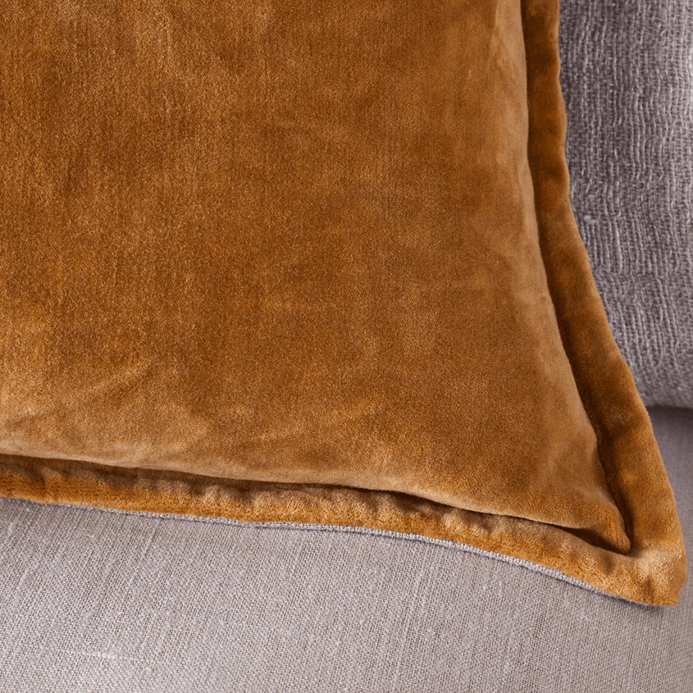 Sela Velvet Cushion Cover, Ochre