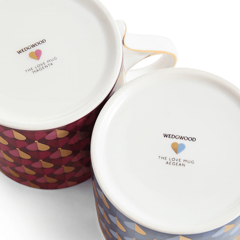 Love Set of 2 Mugs, Magenta & Aegean