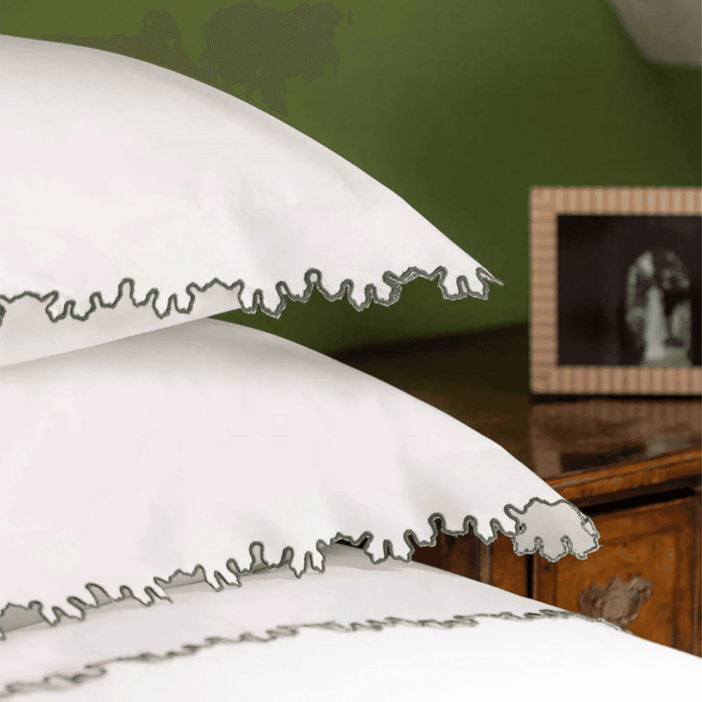Thea Scalloped Pillowcase, Fern