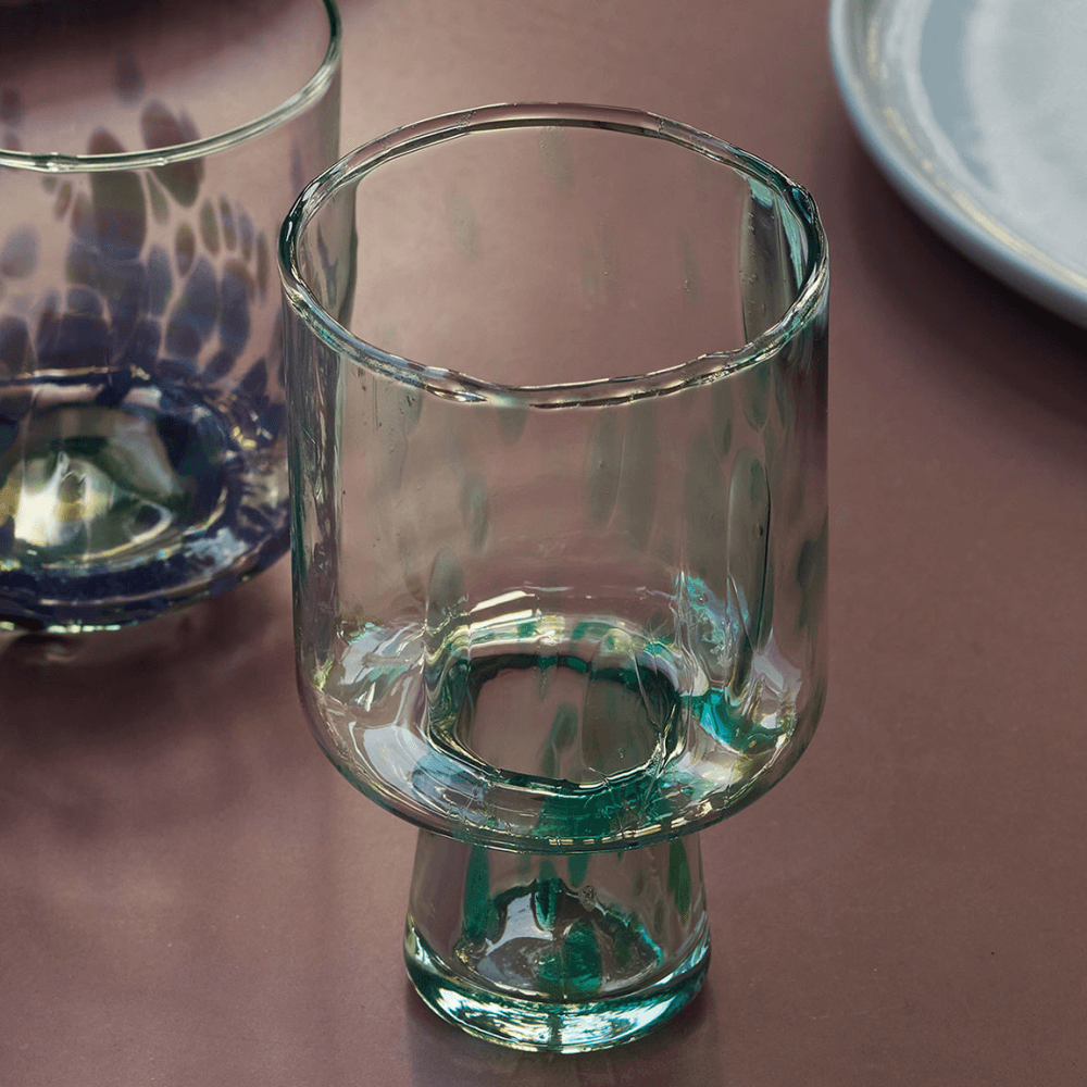 Sea Glass Set of 2 Wine Glasses, Ocean Green