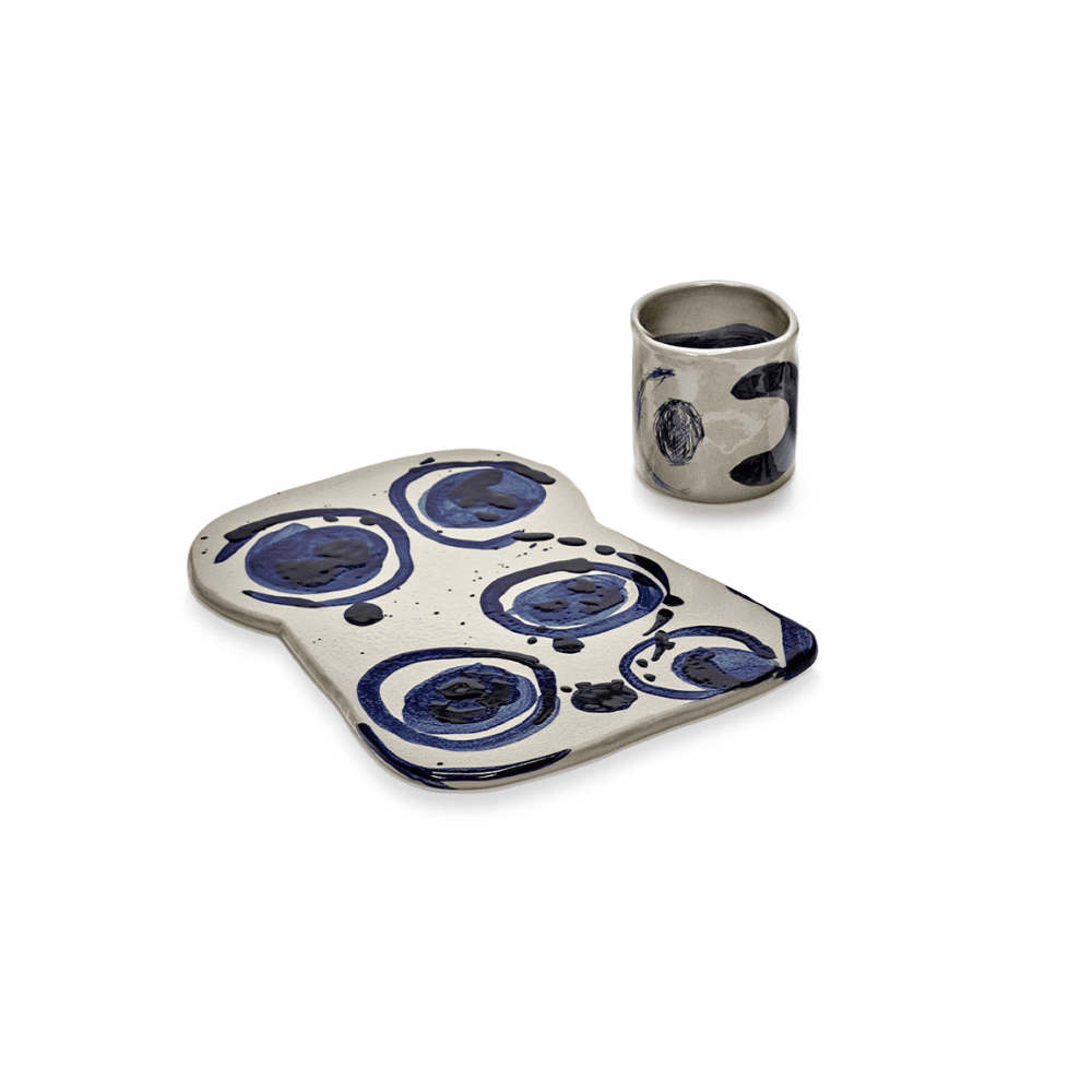 Sophia by Marie Michielssen Set of 2 Serving Plates, Beige Blue