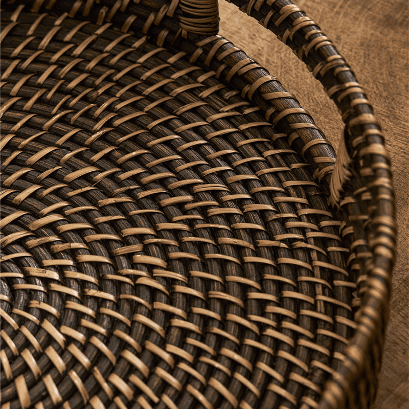 Wittering Rattan Round Tray, Antique Brown