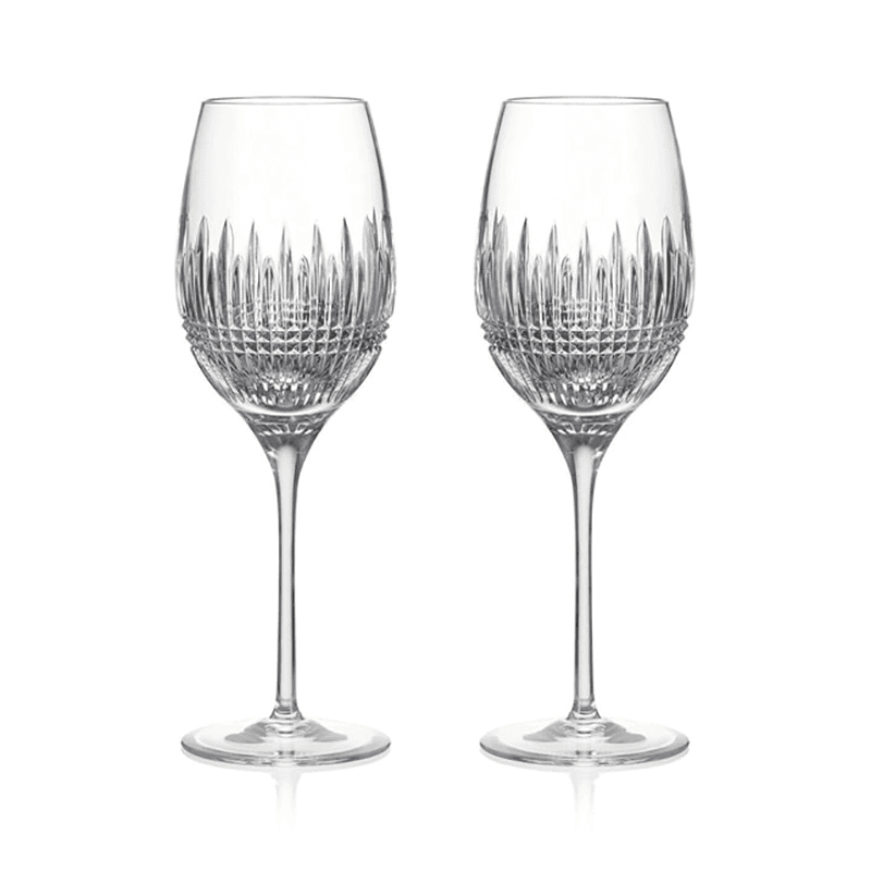 Lismore Diamond Essence Set of 2 White Wine Glasses, Clear