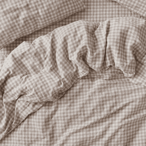Image showing the Gingham Linen Blend Duvet Cover product.