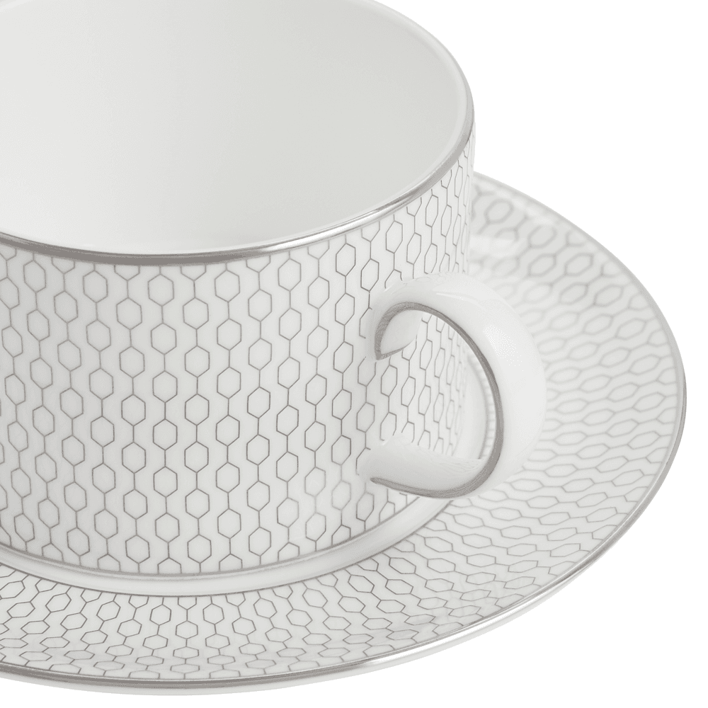 Gio Platinum Teacup & Saucer, Platinum