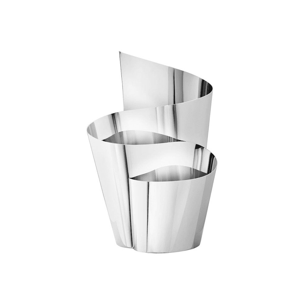 Fold Tall Mirror Vase, Silver