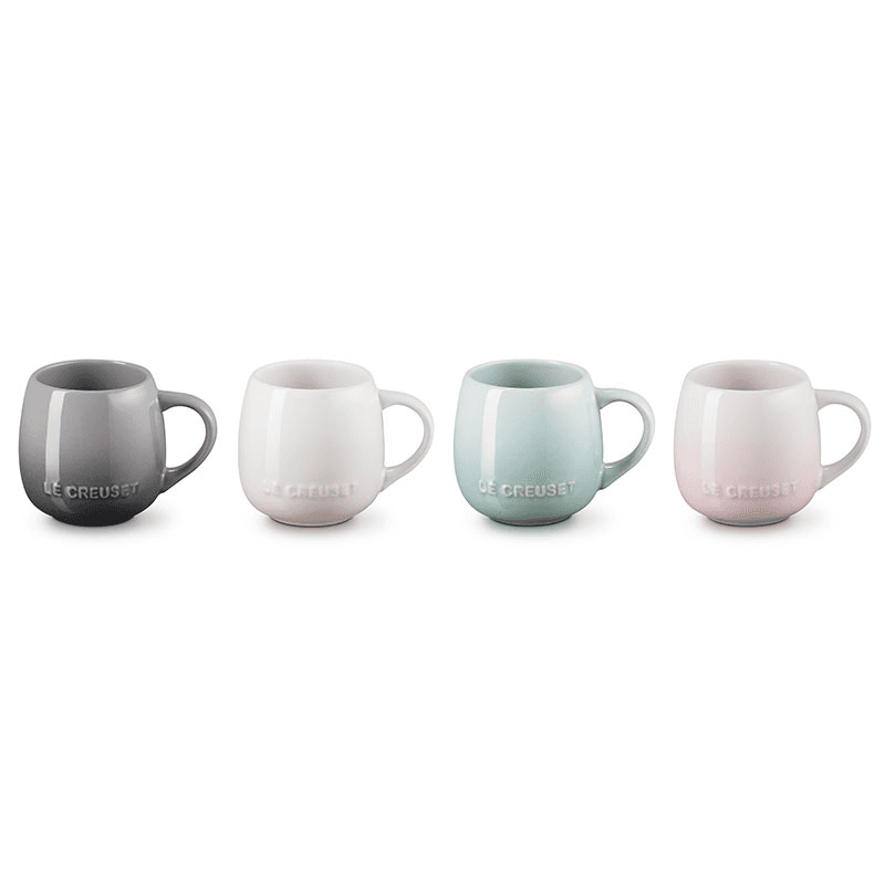 Stoneware Set of 4 Coupe Mugs, Multi