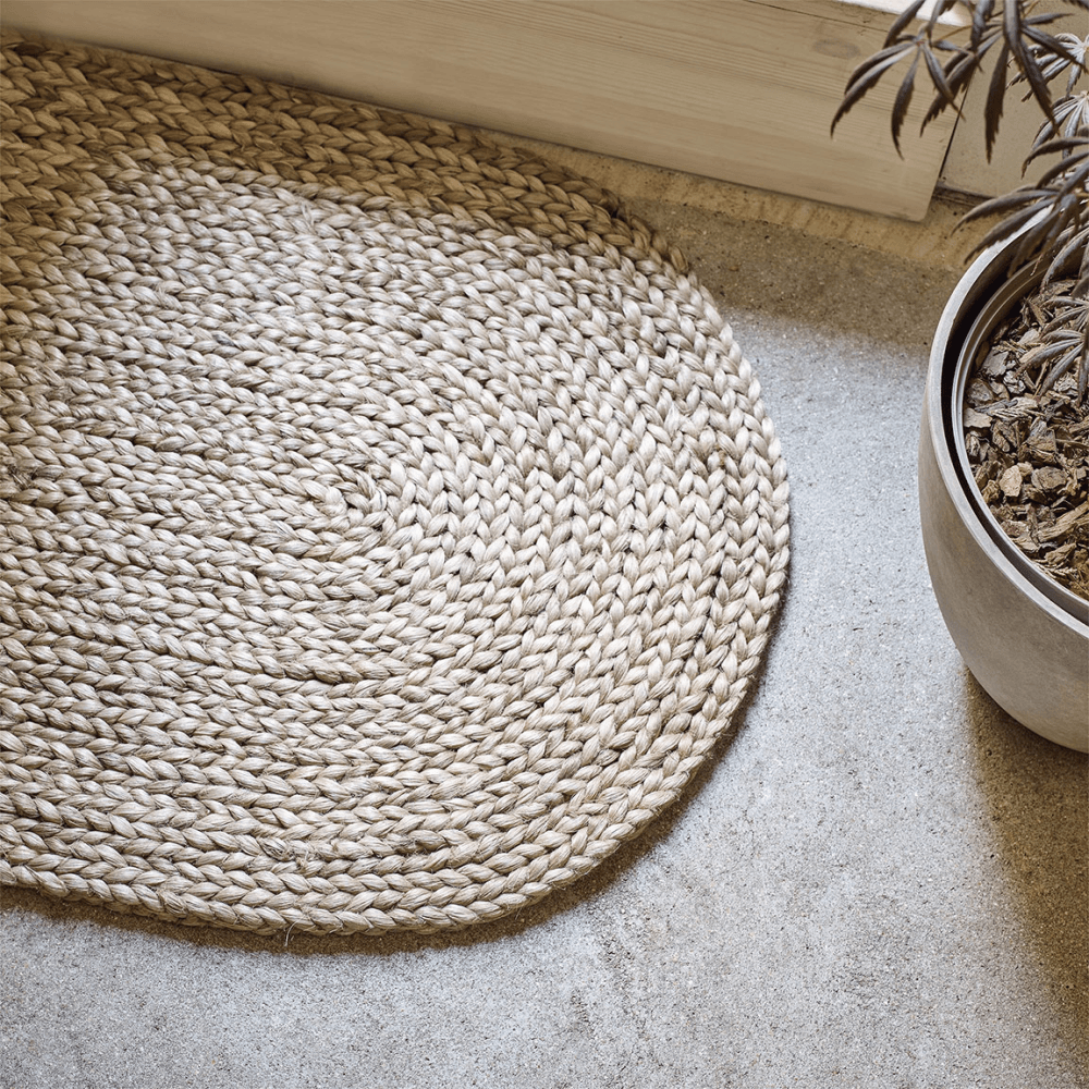 Braided Jute Oval Double Doormat, Natural