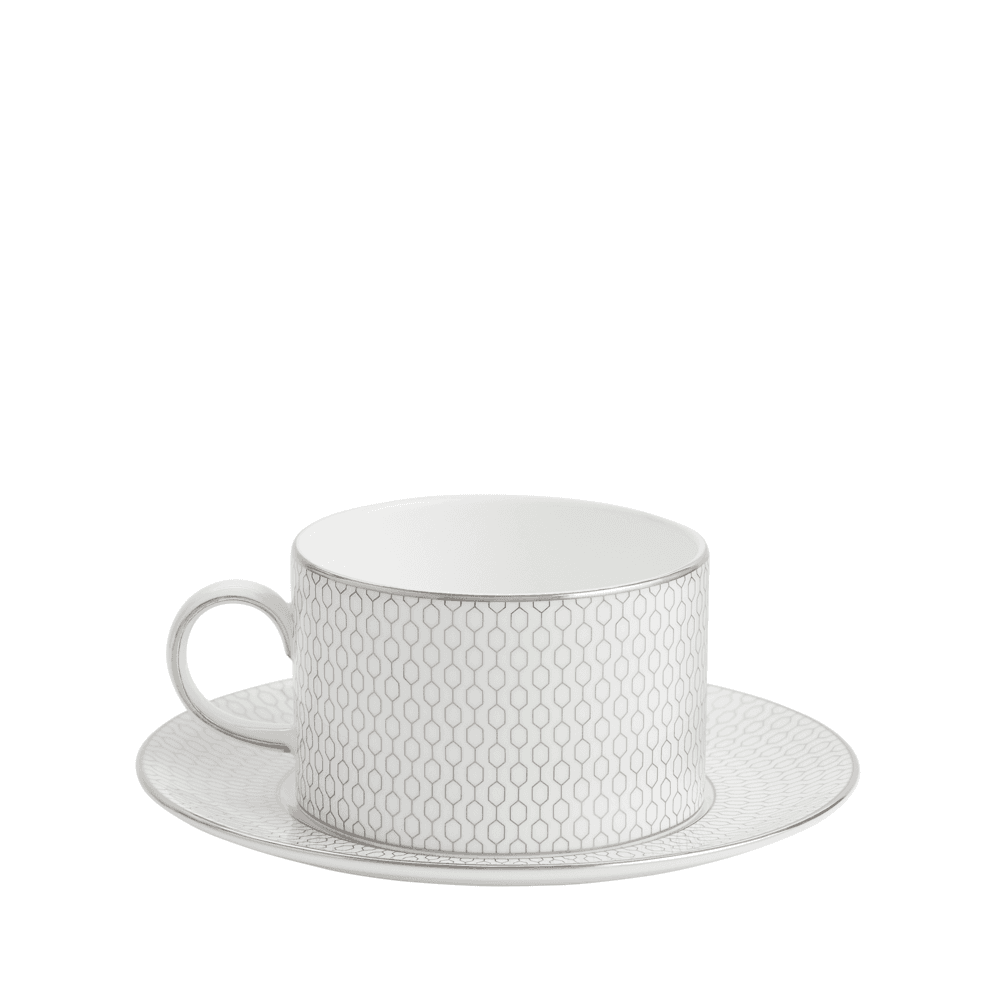 Gio Platinum Teacup & Saucer, Platinum