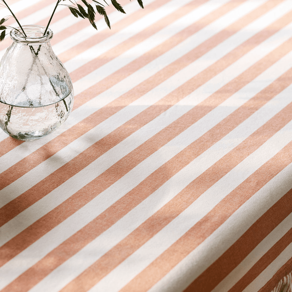 Harlton Wide Stripe Tablecloth , Terracotta