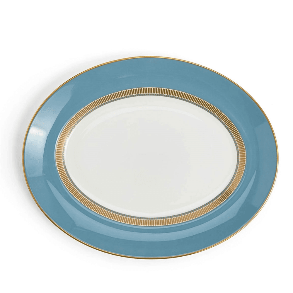 Helia Oval Platter, Blue & Gold