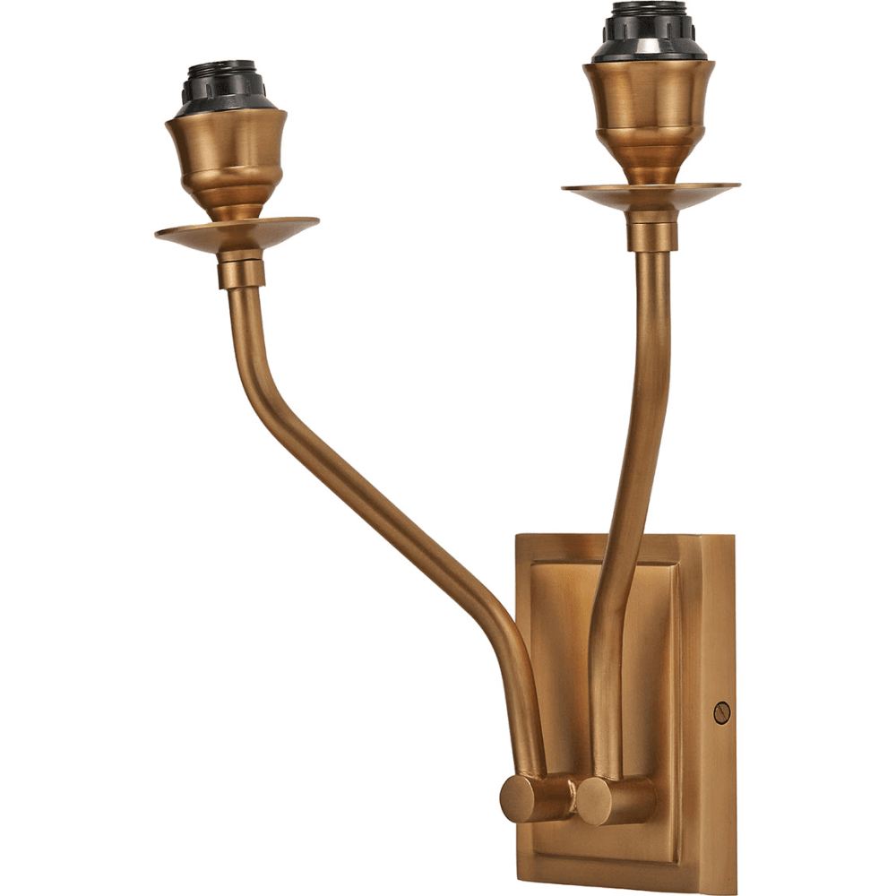Tatiana Antique Brass Double Wall Light with Malia Mushroom Scalloped Lamp Shade