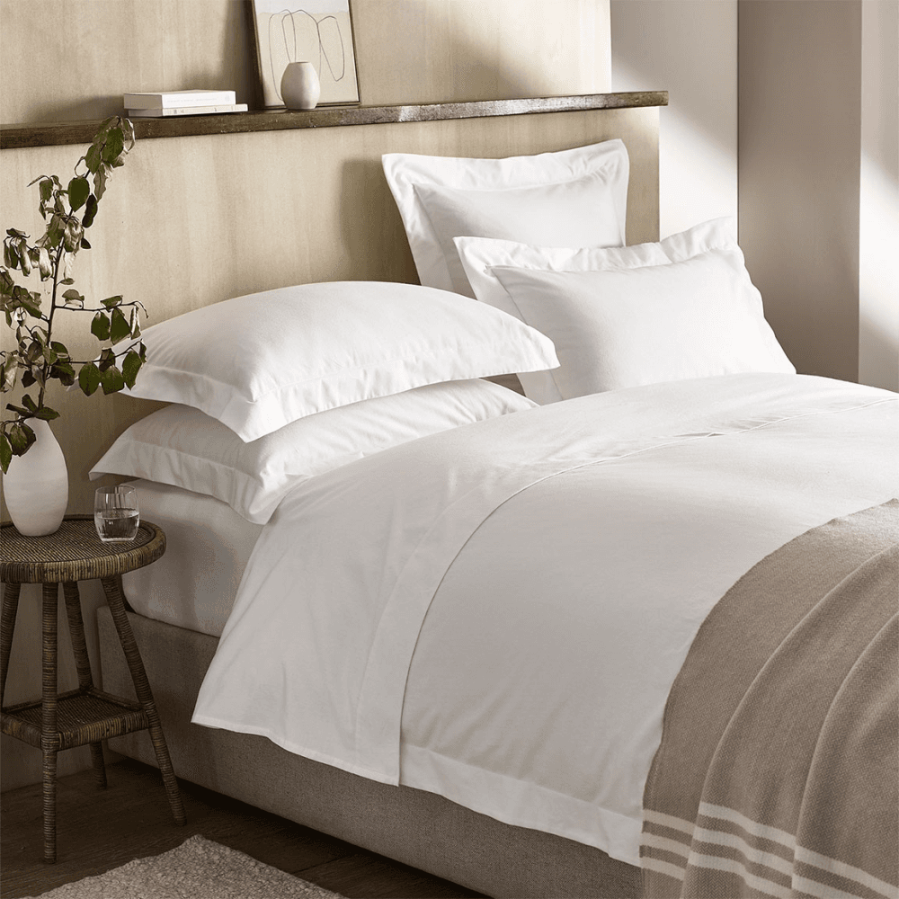Velvet-Touch Brushed Cotton Oxford Pillowcase, White
