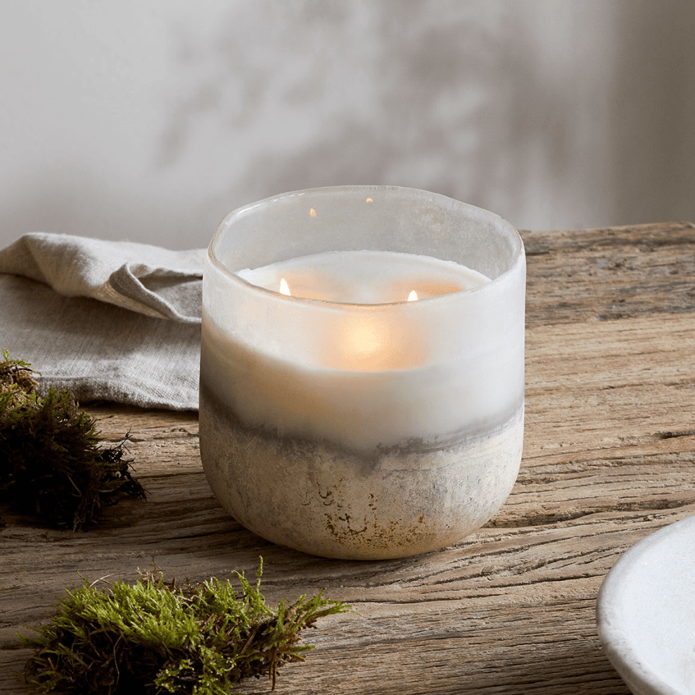 Sea Salt & Moss 3 Wick Scented Candle, Aged Smoke