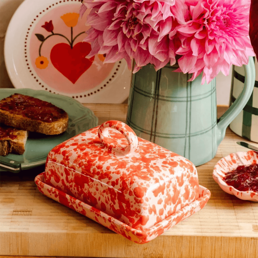 Italian Splatterware Butter Dish
