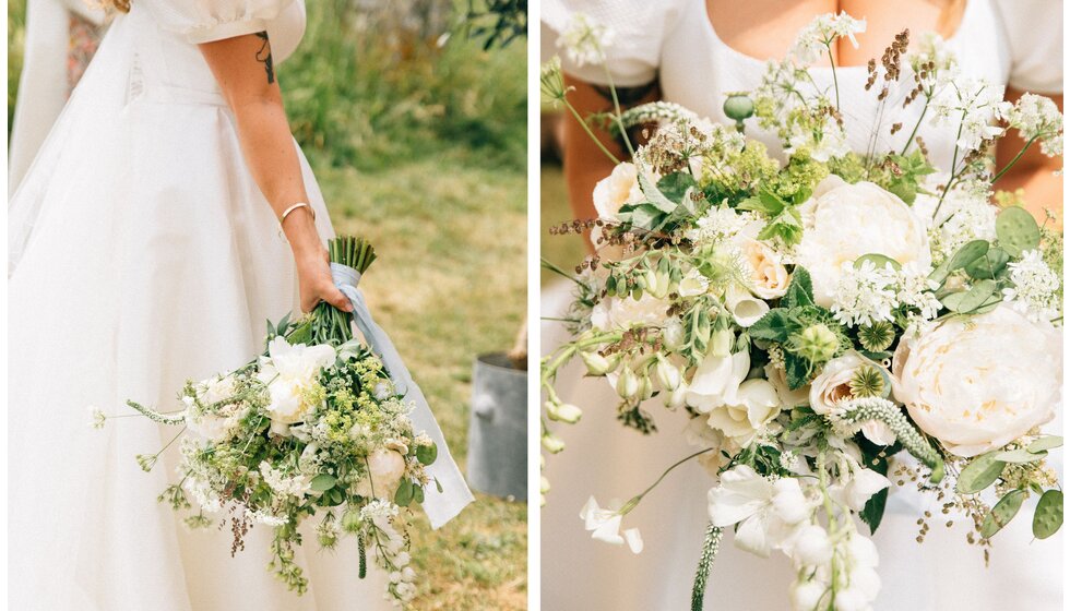 Whimsical Tuscan-Inspired Wedding in Hampshire | Whimsical Tuscan-inspired wedding bouquet featuring white flowers and green foliage