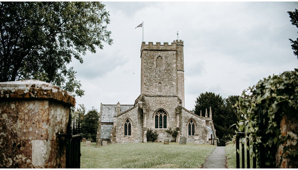 The church in West Lavington, Wiltshire where Poppy and Freddie were married.