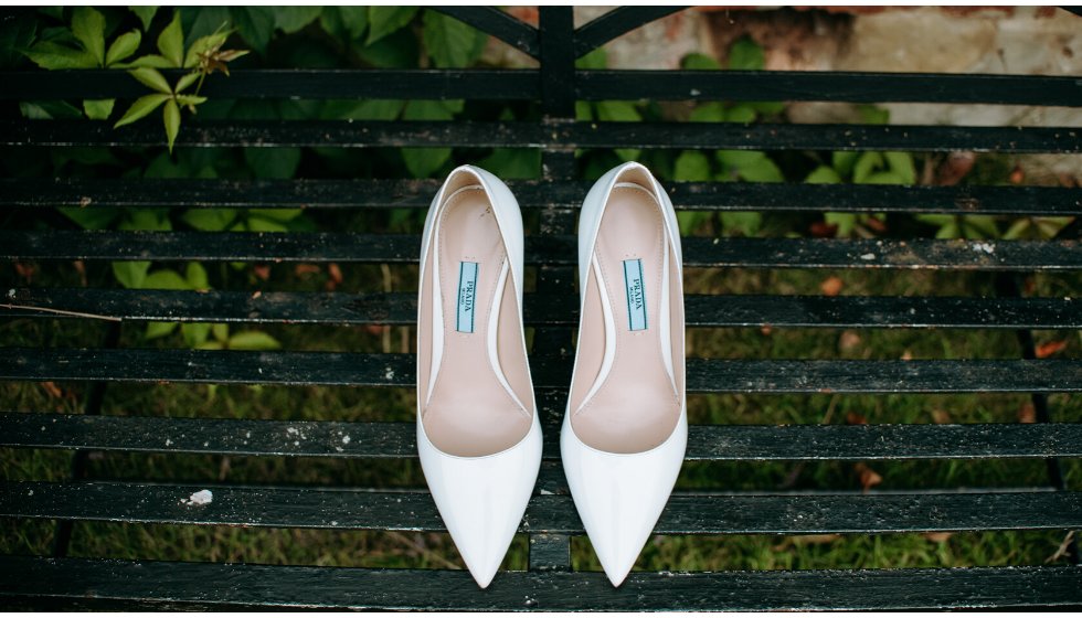 White Prada shoes for the Bride