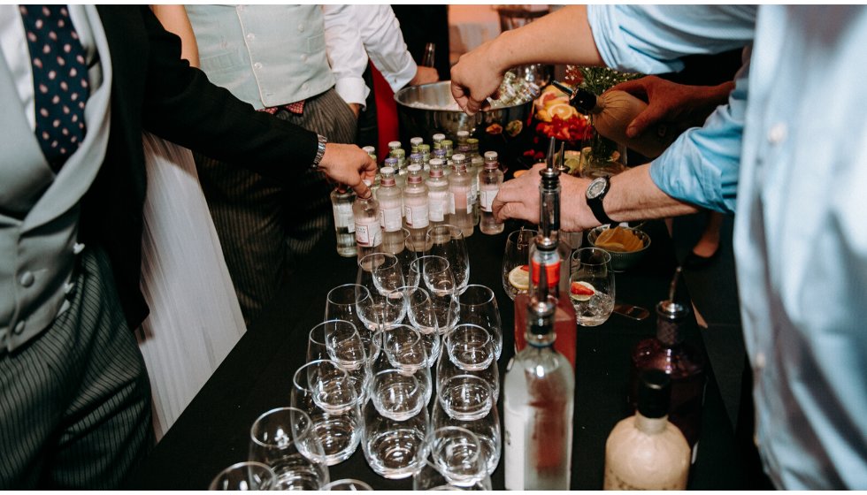 A bespoke gin bar for the wedding reception