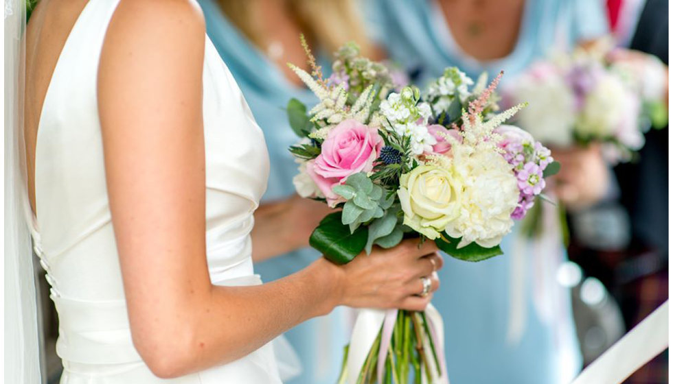 Bride holding a bouquet.