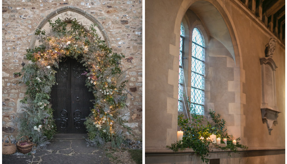 The beautiful floral arch outside the Church. 