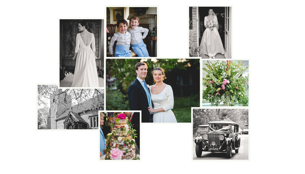 A collage of photos from the wedding.