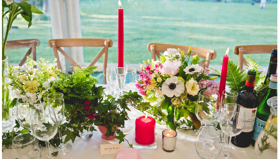 The beautiful table decoration.
