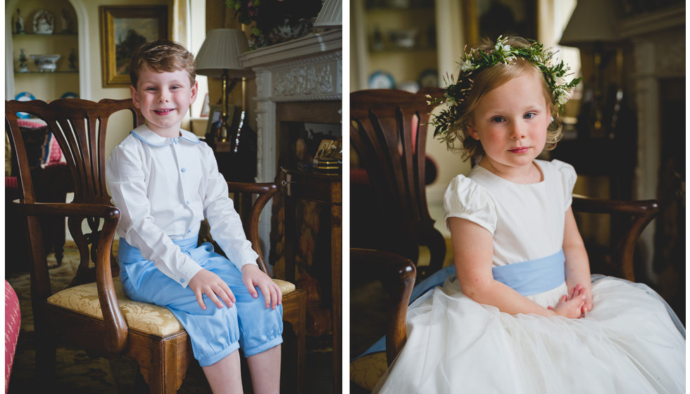 Portraits of the flower girls and page boys.