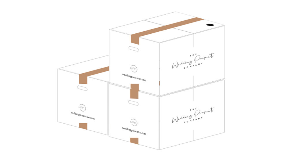 An illustration of the boxes with plastic free tape.