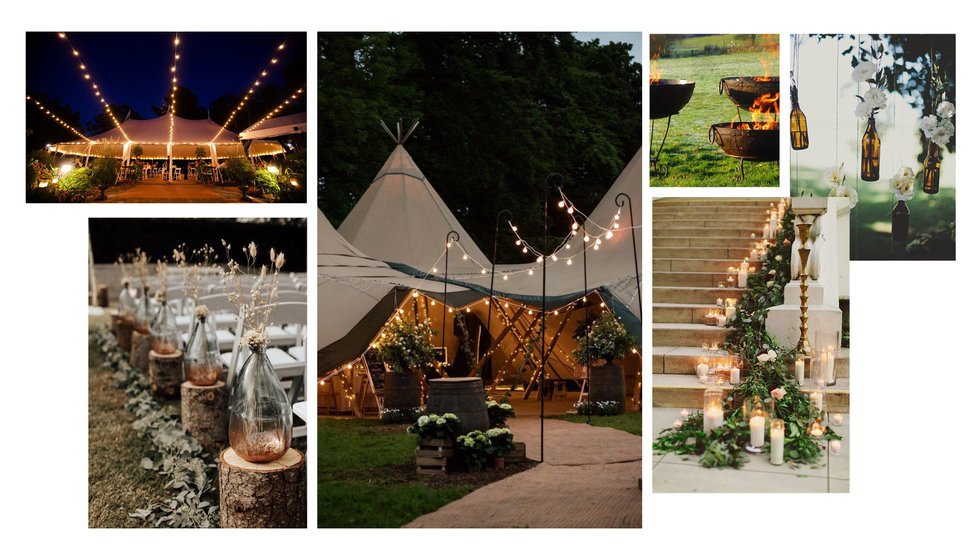 A moodboard of marquee and general decor images.