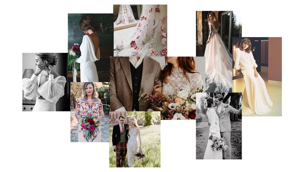 A moodboard of wedding dresses.