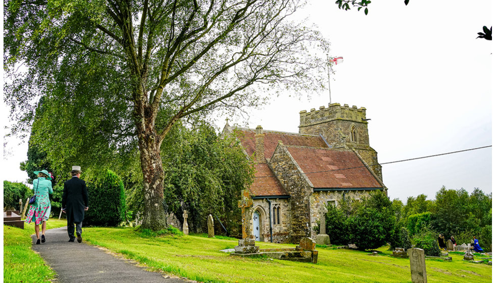The church in Wiltshire where the couple got married.