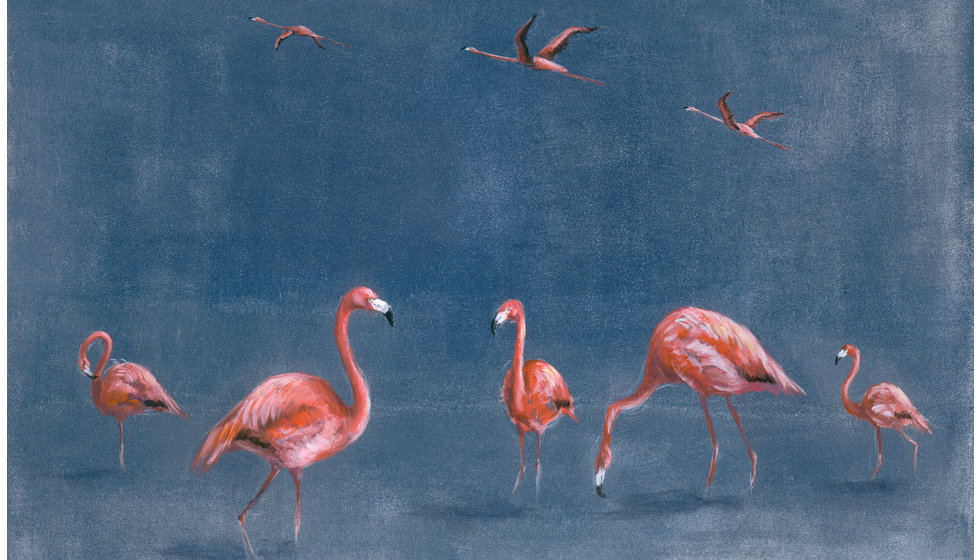 One of Sophie's paintings called Paradise - of flamingoes.