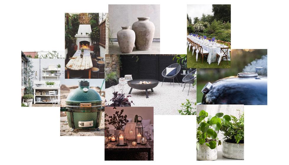 A moodboard of outdoor living lifestyle imagery. 