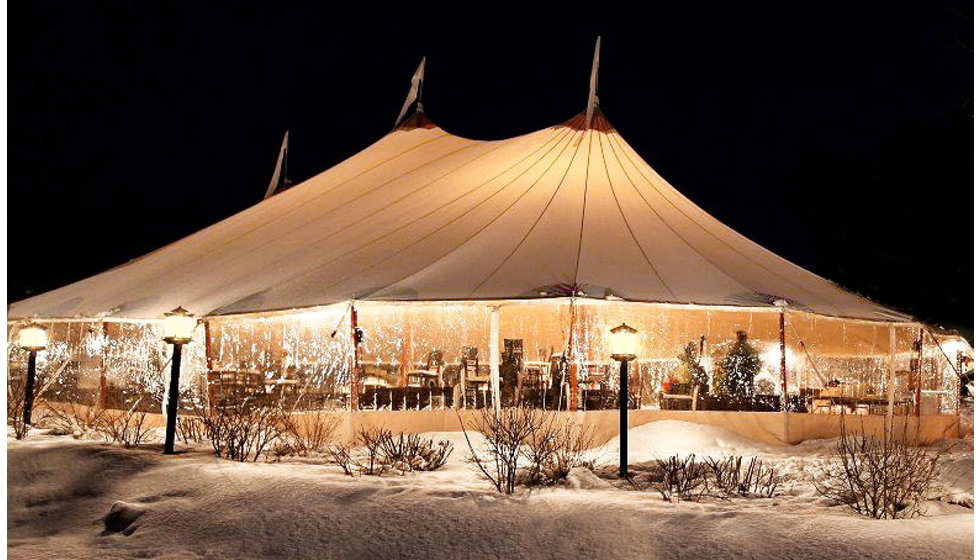 A papakta tent in the snow.