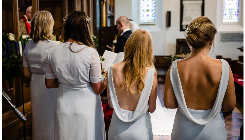 The bridesmaids in the Church.