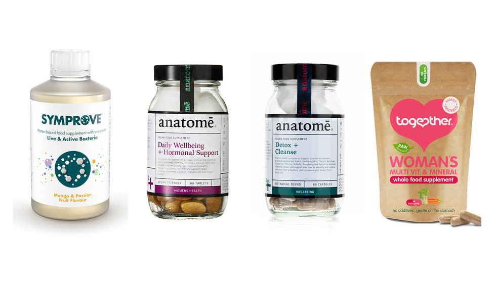 A line up of four supplements Sophie recommends as part of your bridal skincare routine.