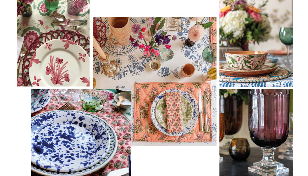 A Collage of plates and tables using Penny Morrison tableware.