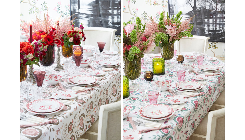 Two tables laid with Penny Morrison homewares.