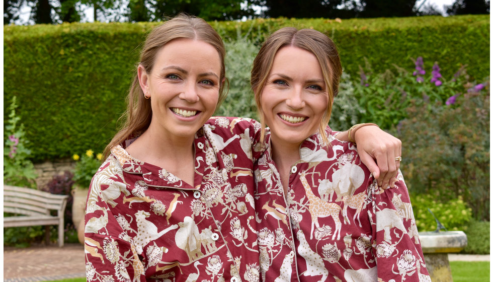 The bride and her sister having got ready wearing Pyjamas from C.St Quinton, Caz' business.