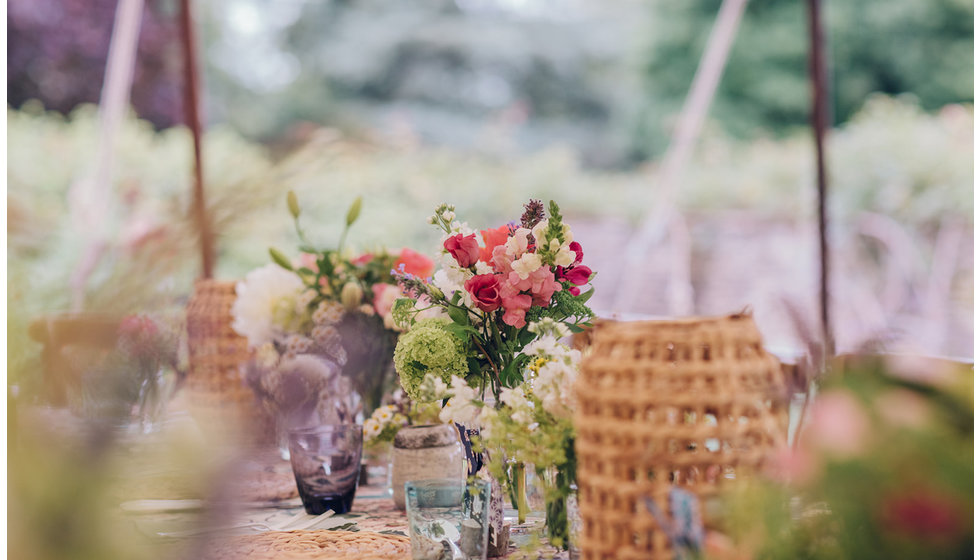 A close up of an intimate wedding table.