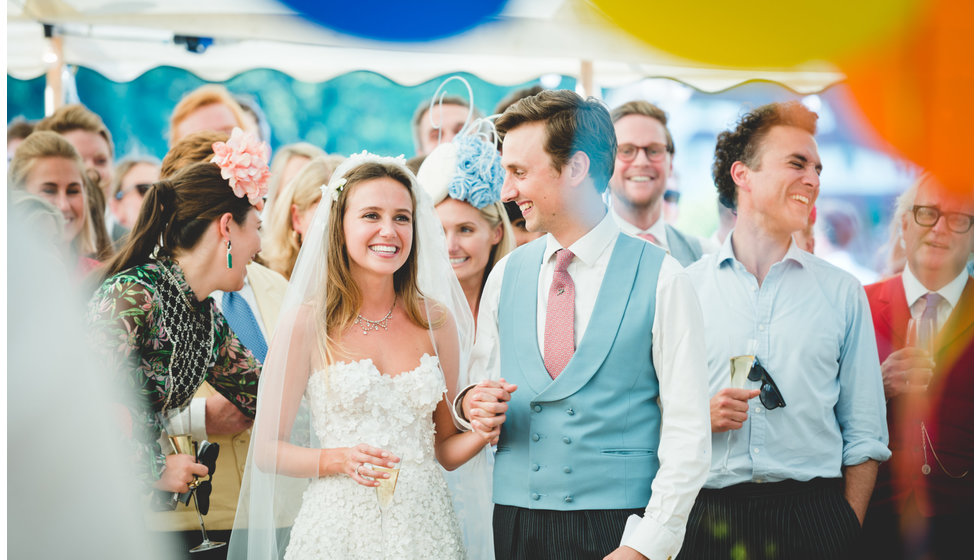 A colourful photo of one of our real couple's big country wedding.