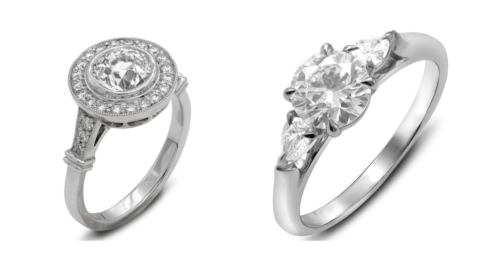 Two very different diamond rings.