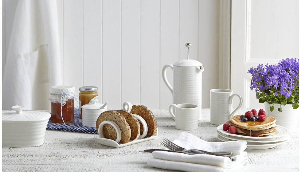 Sophie Conran white china laid for breakfast.